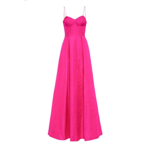 $1360 REBECCA VALLANCE Frenchy Taffeta Gown Hot PinkFuchsia 0 Maxi Dress - Picture 5 of 16